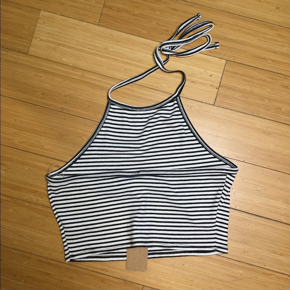 Full Tilt Striped Halter Crop Top